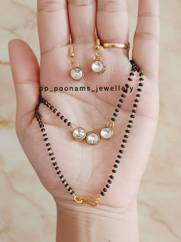 Gold Plated Crystal Kundan Mangalsutra