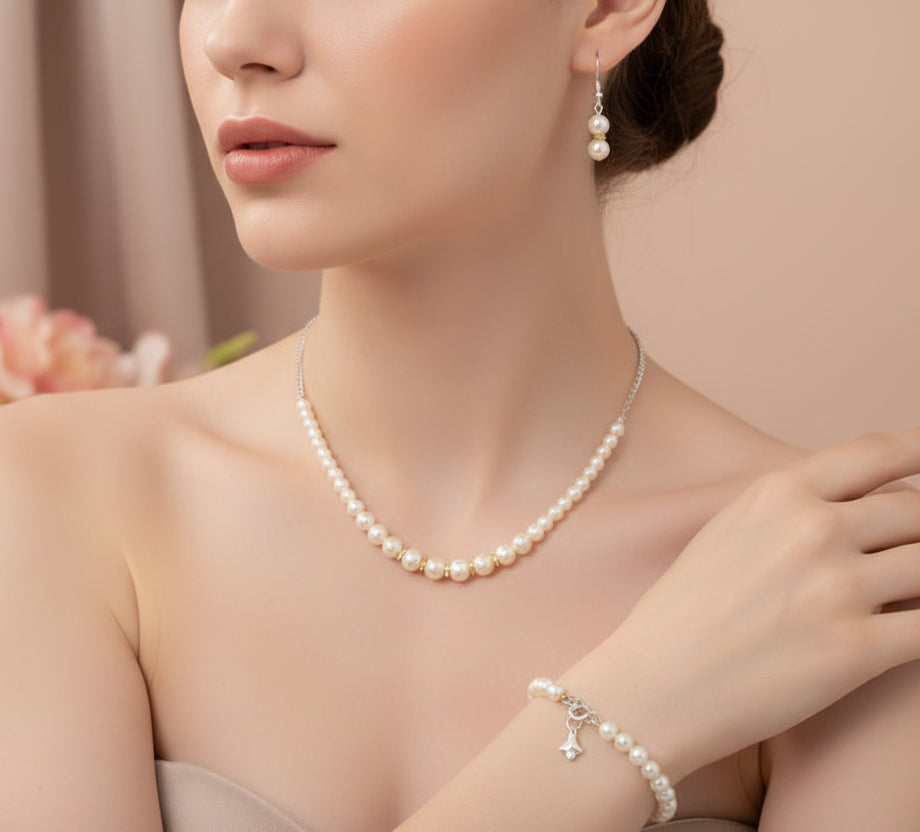 Beautiful Silver Plated Beads Necklace Set