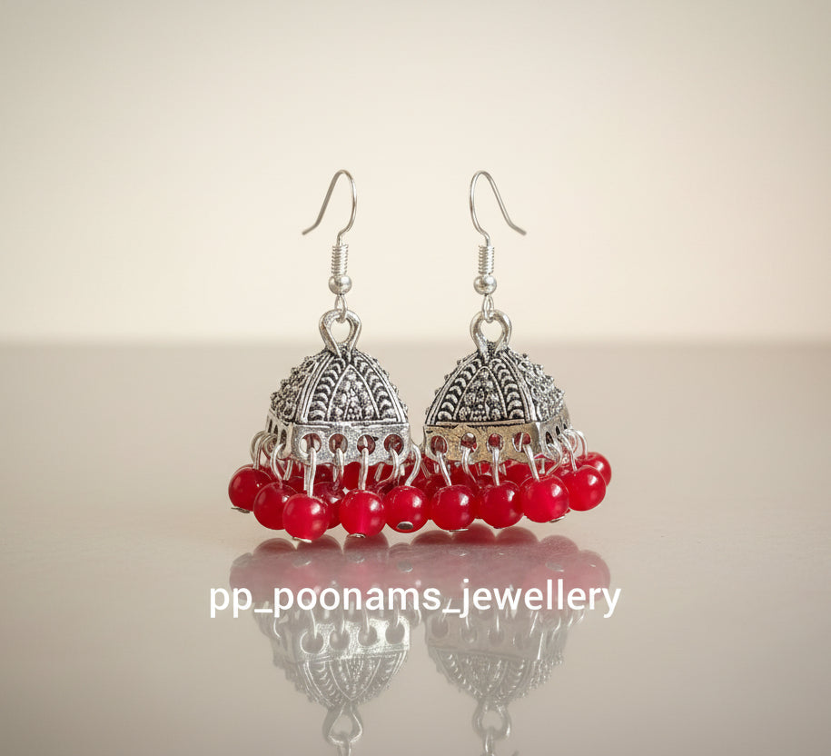 Oxidised Silver Plated Jhumkas