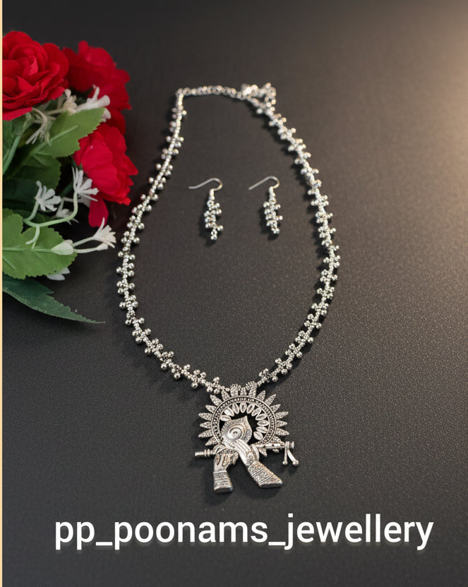 Oxidised Silver Plated Necklace Set