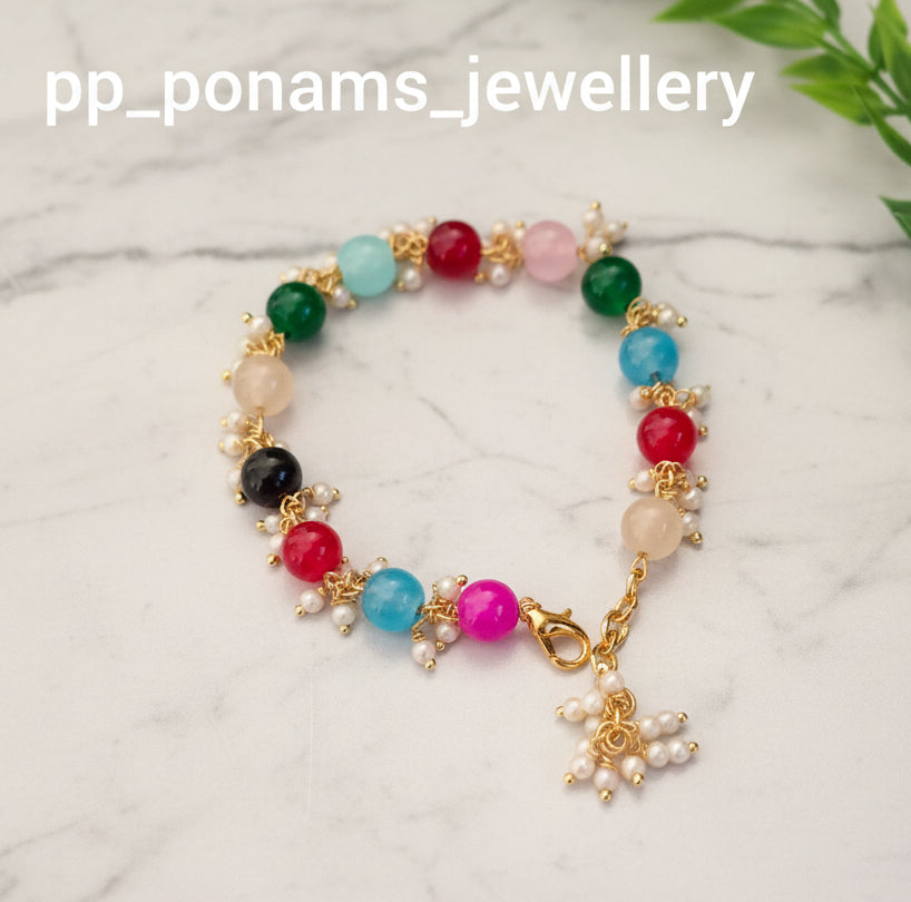 Mixture of Colorful Beads & Loreal Gold Plated Bracelet