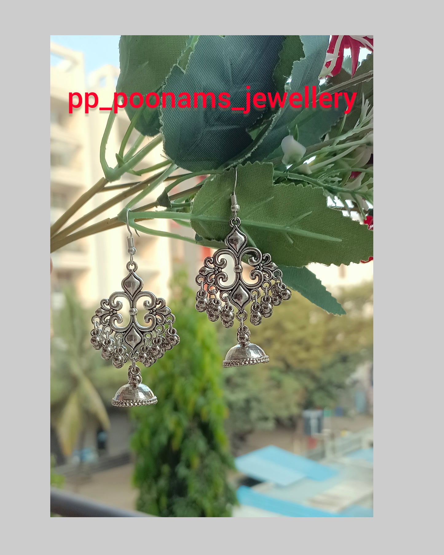 Simple & Light Weighted Oxidised Silver Plated Earring