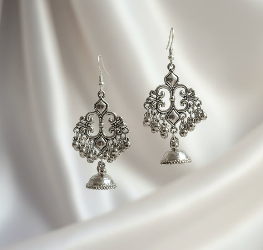 Simple & Light Weighted Oxidised Silver Plated Earring