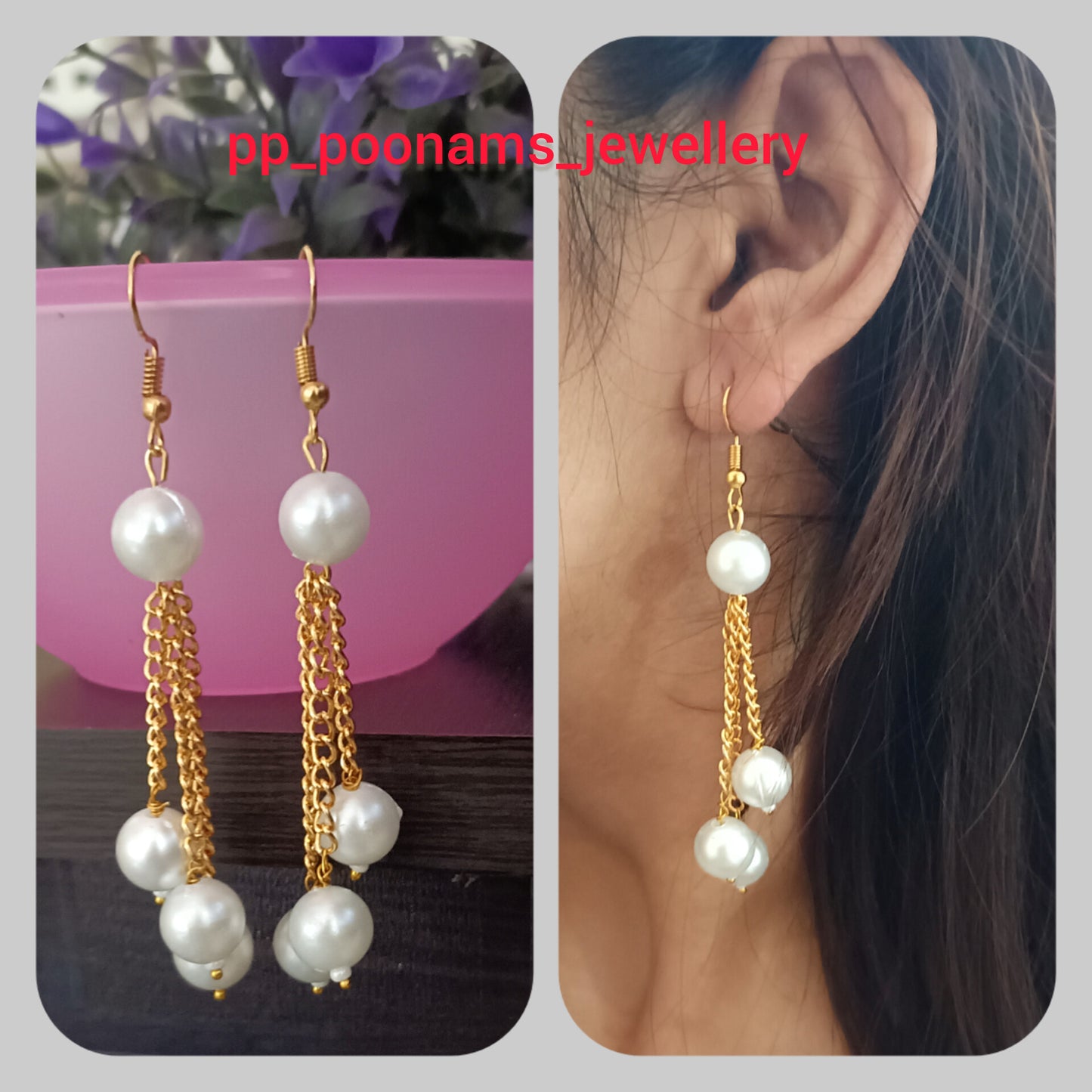 Combo of Fancy White Beads & Chain Earrings