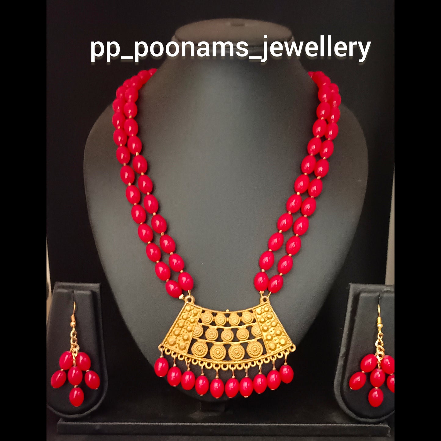 Royal Long Artificial Beads Beaded Necklace Set