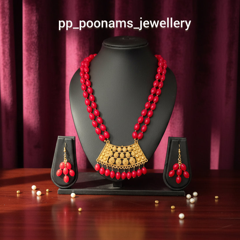 Royal Long Beads Necklace Set