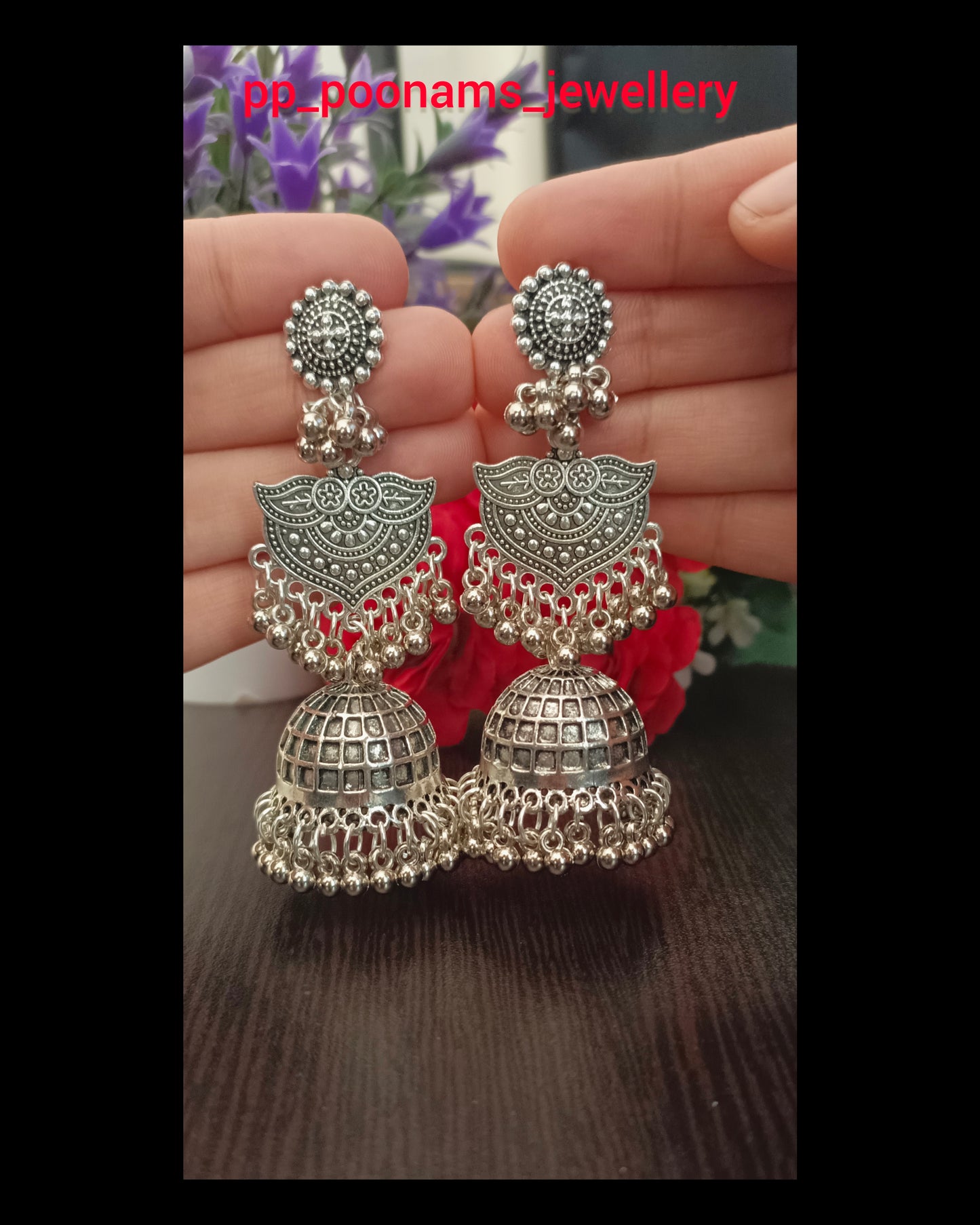 Heavy Oxidised Silver Plated Earring