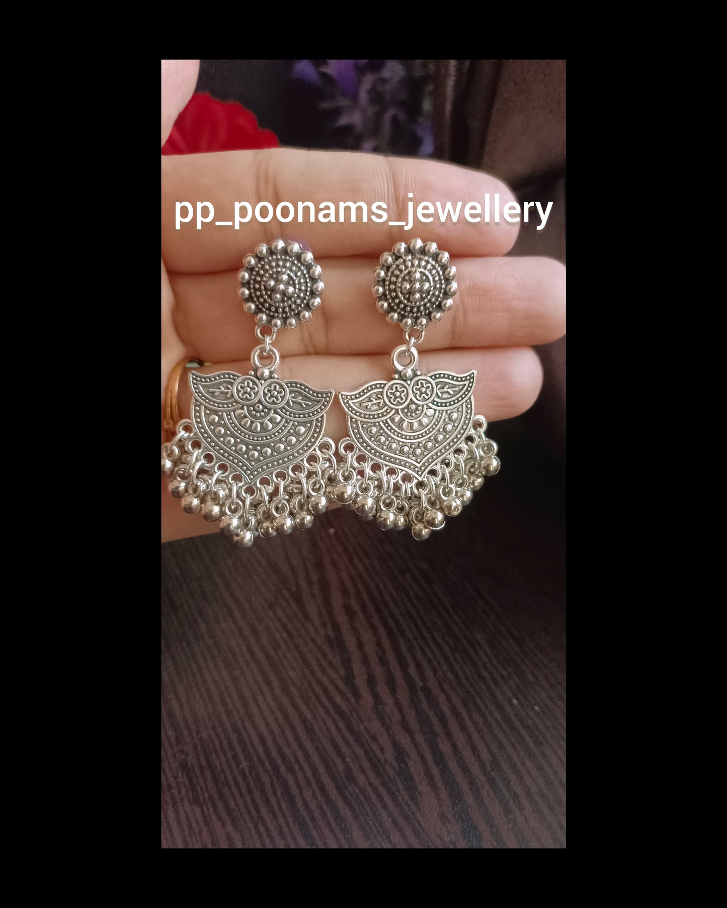 Simple & Beautiful Oxidised Silver Plated Earring