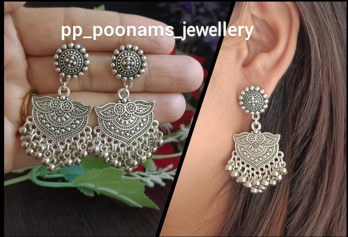 Simple & Beautiful Oxidised Silver Plated Earring