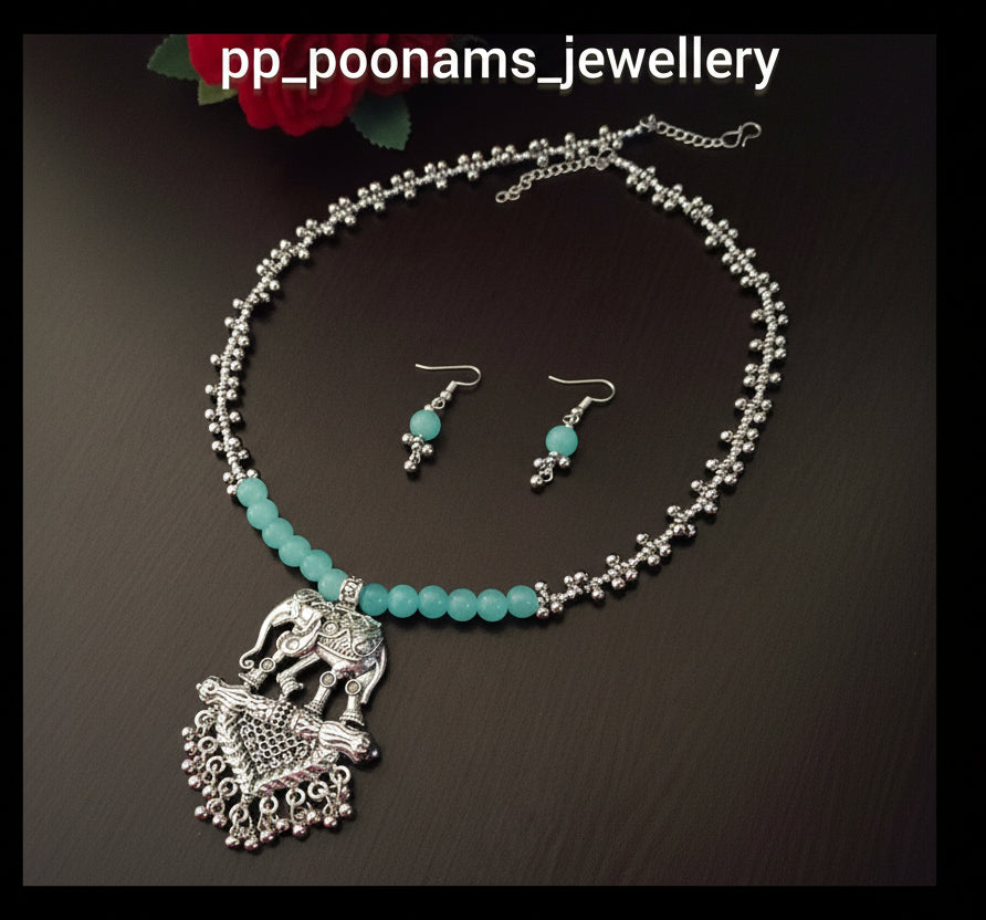 Oxidised Silver Plated Necklace Set