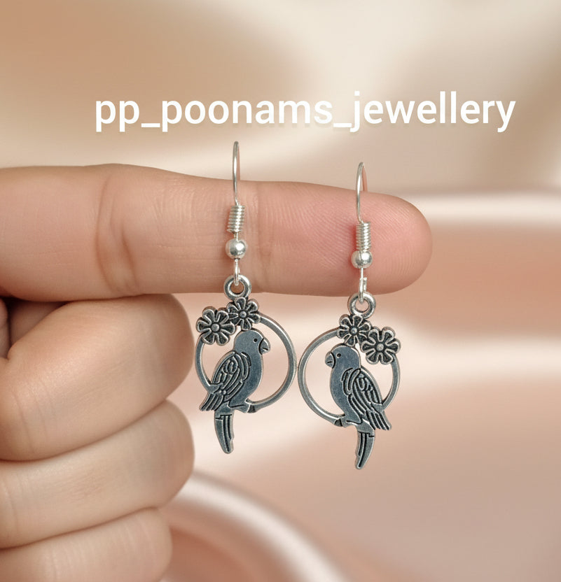 Fancy Oxidised Silver Plated Earring