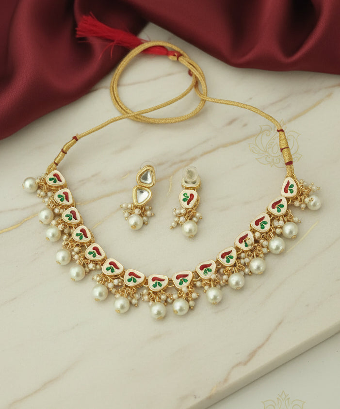 Gold-Plated Kundan Necklace Set