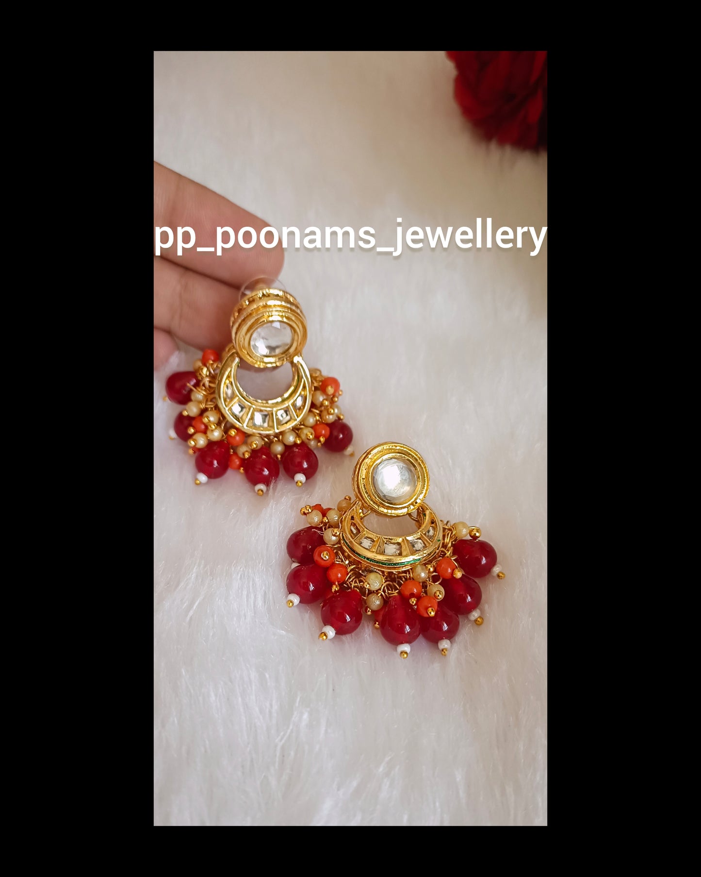 Meenakari Kundan Chandbali Earring