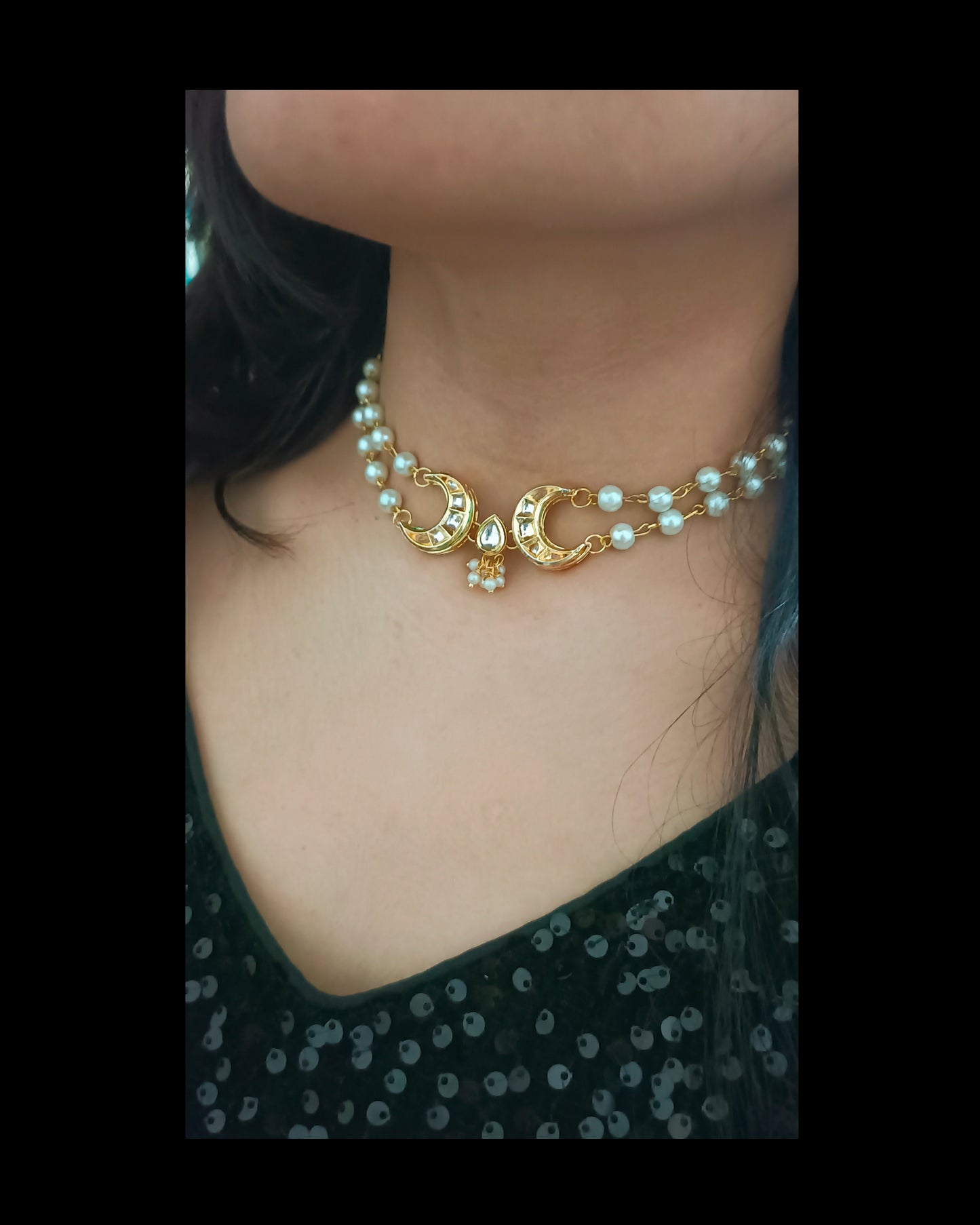 Fancy Gold Plated Choker Necklace Set