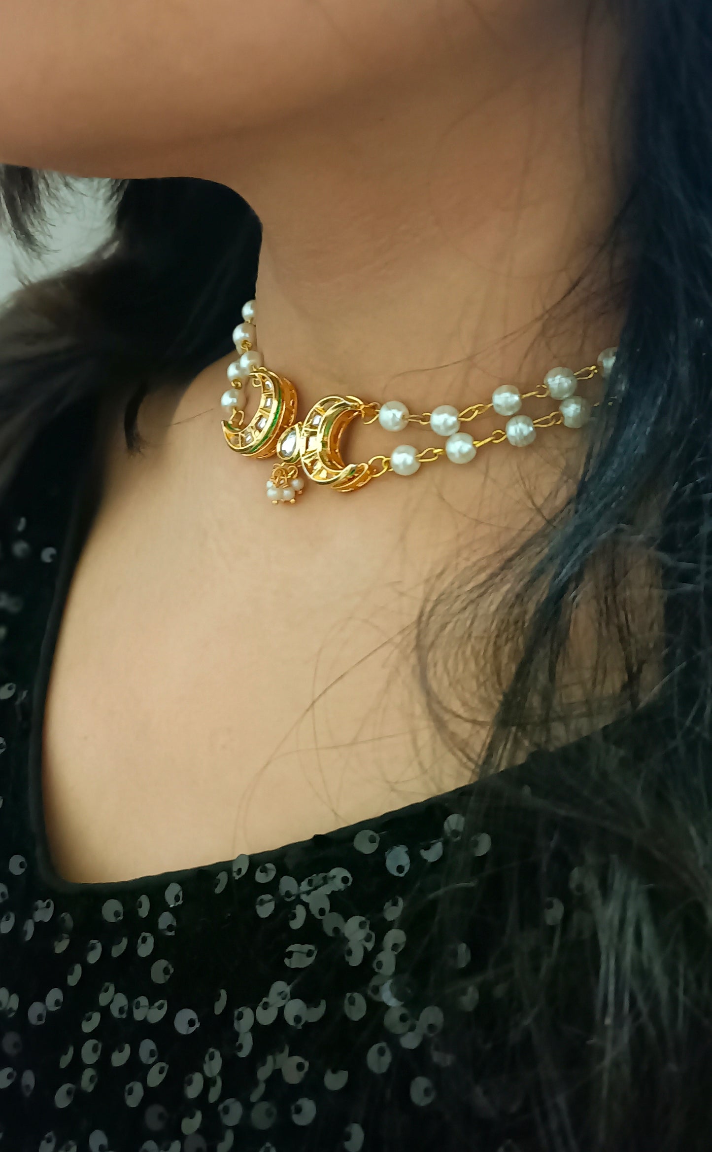 Fancy Gold Plated Choker Necklace Set