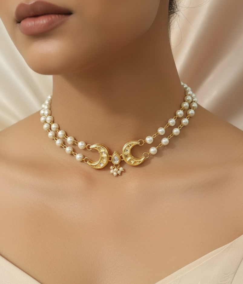 Fancy Gold Plated Choker Necklace Set