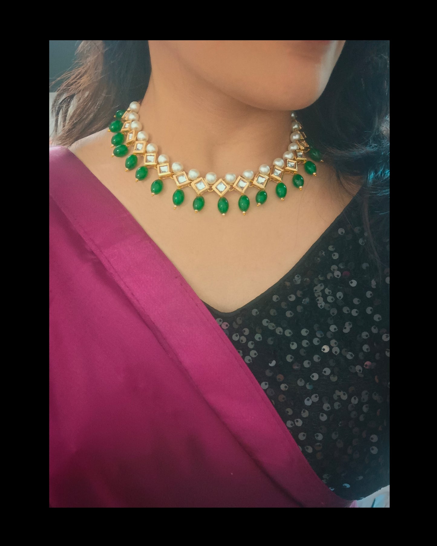 Gold Plated Meenakari Kundan Set