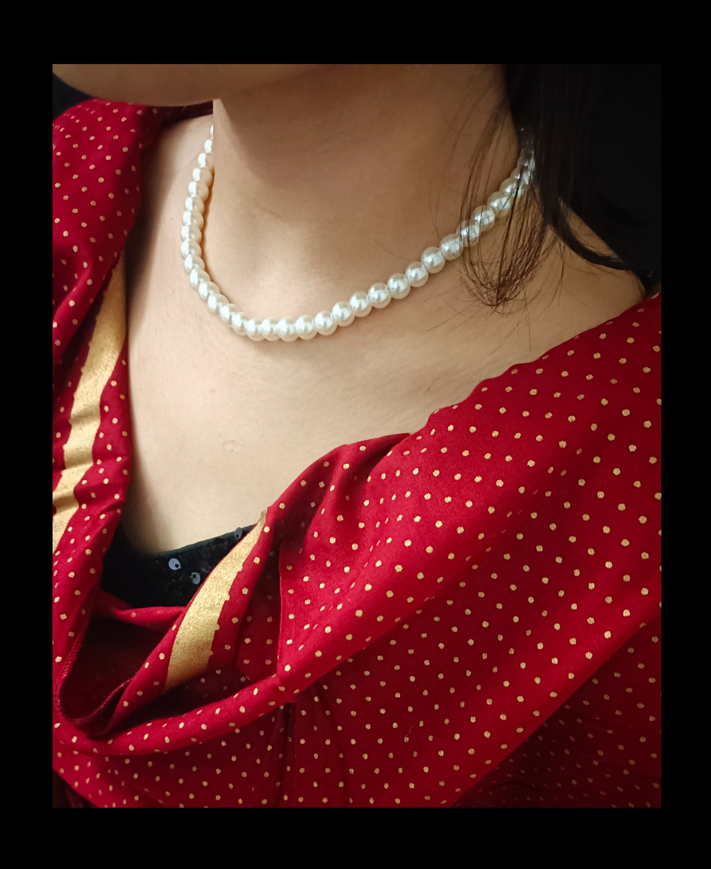 Off White Pearl Necklace Set (Single Layer)
