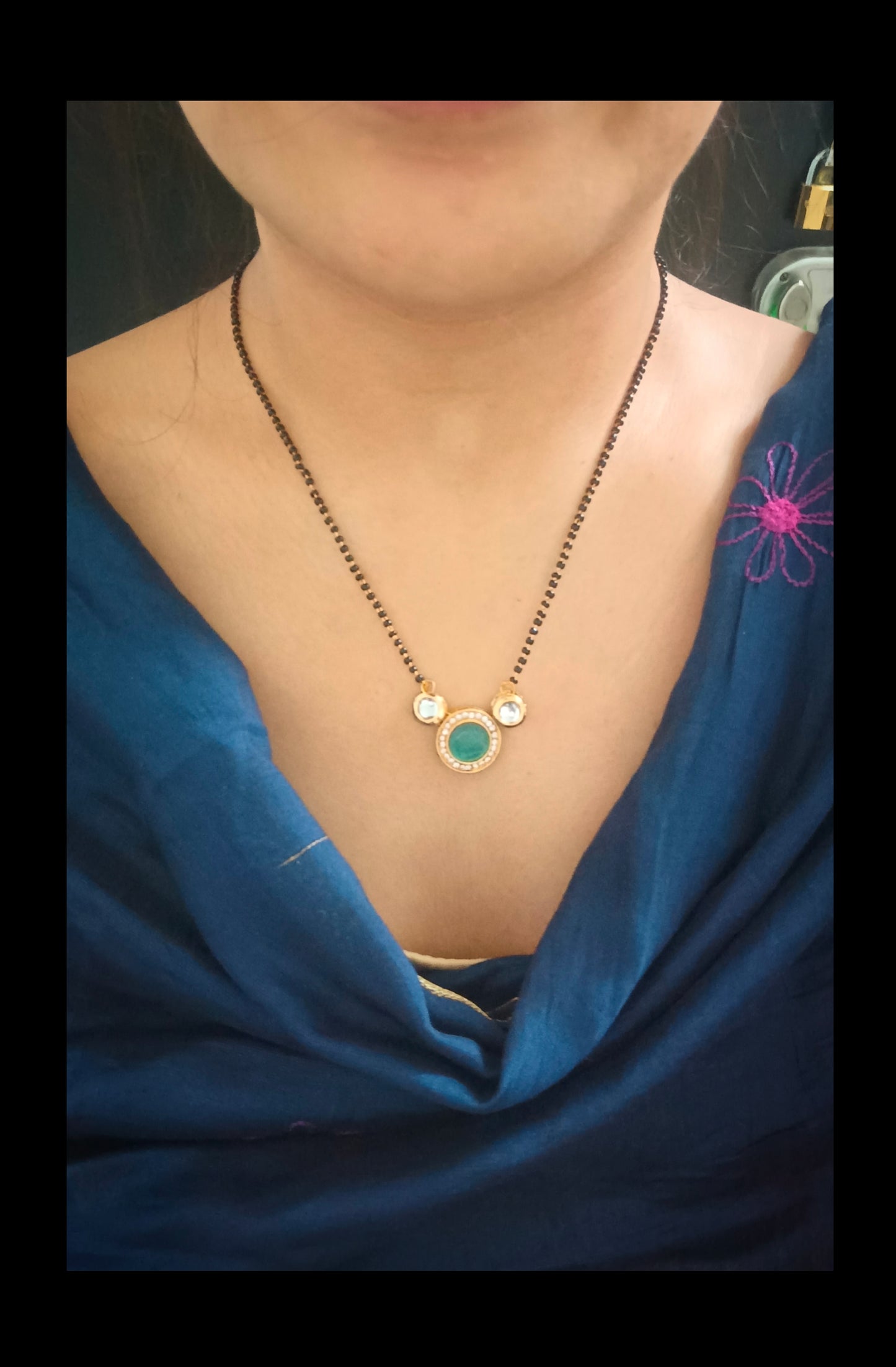 Gold Plated Monalisa Kundan Mangalsutra