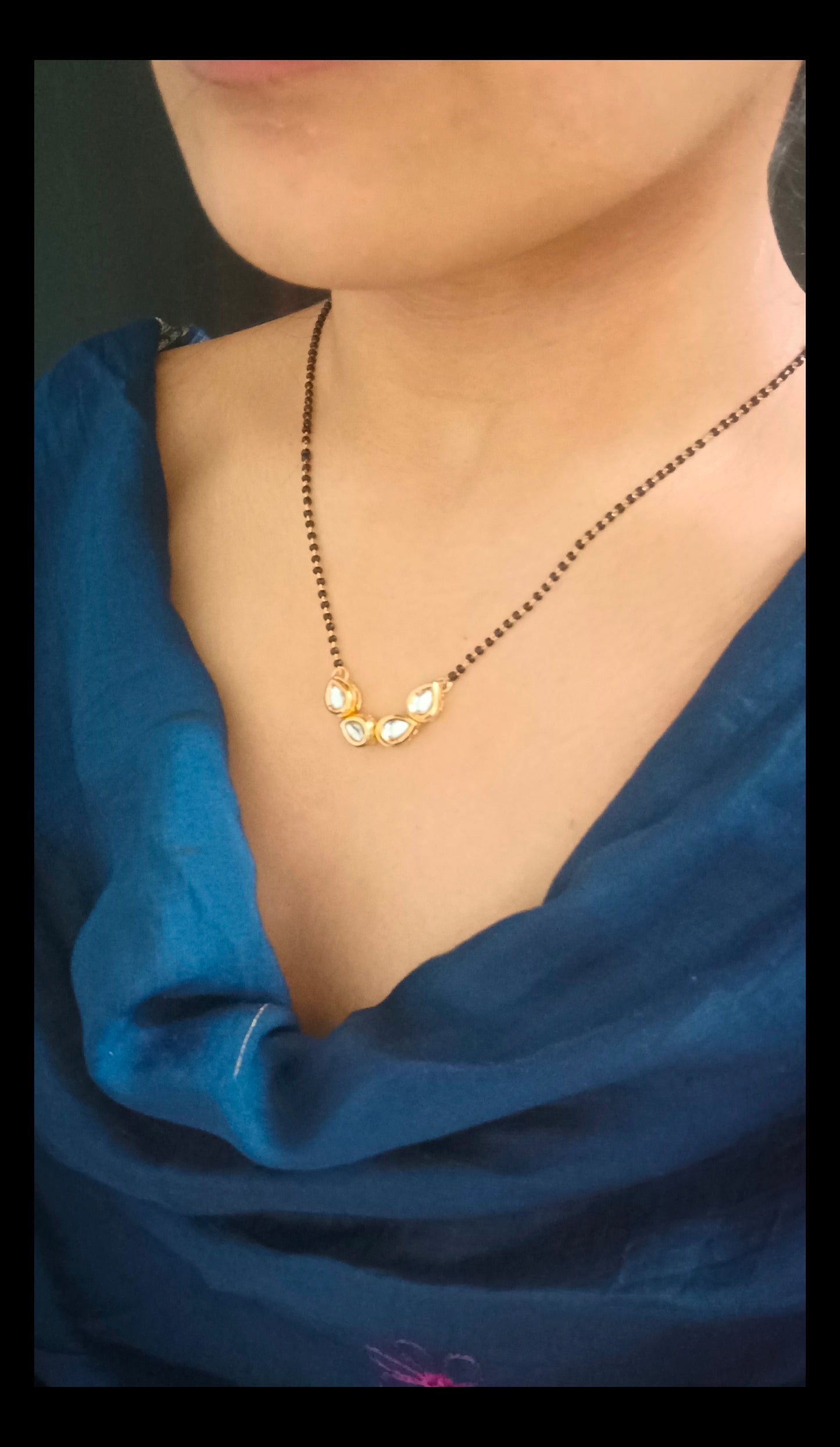 Gold Plated Meenakari Kundan Mangalsutra