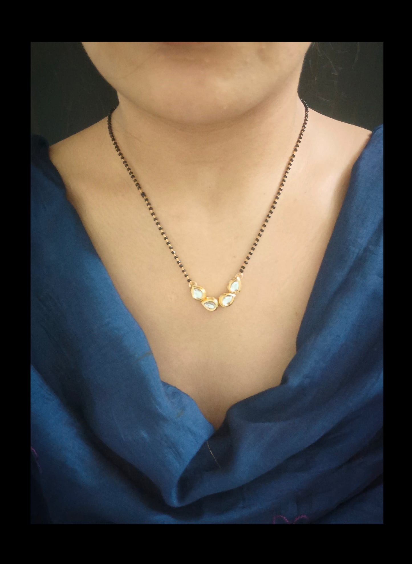 Gold Plated Meenakari Kundan Mangalsutra