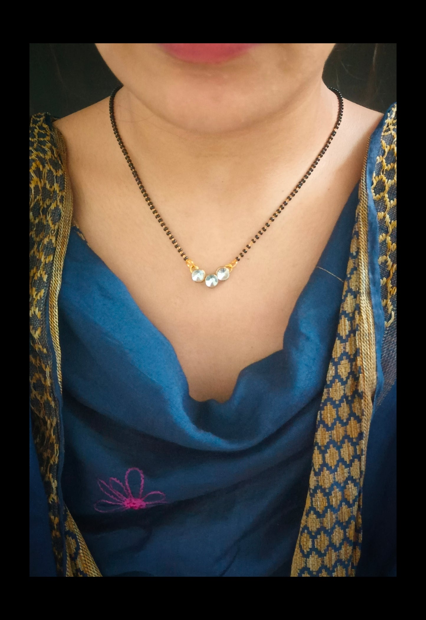 Gold Plated Crystal Kundan Mangalsutra