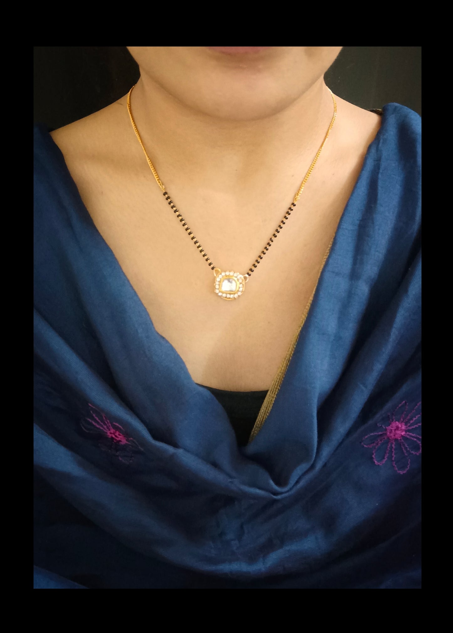 Delicate Meenakari Kundan Chain Mangalsutra