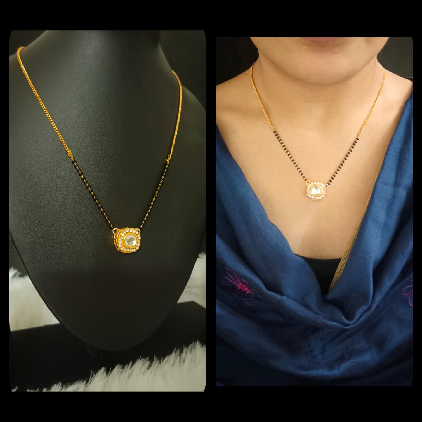 Delicate Meenakari Kundan Chain Mangalsutra