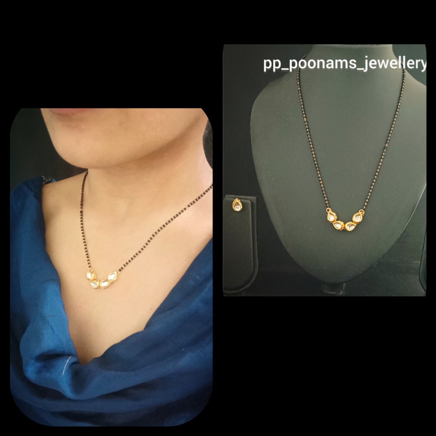 Gold Plated Meenakari Kundan Mangalsutra