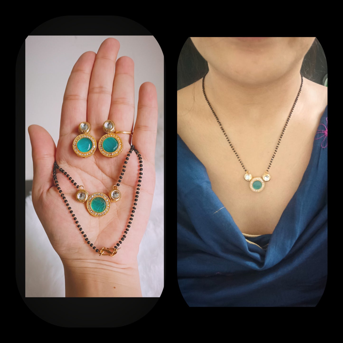 Gold Plated Monalisa Kundan Mangalsutra