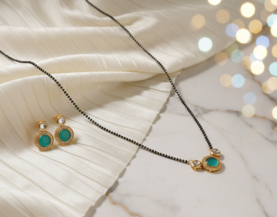 Gold Plated Monalisa Kundan Mangalsutra