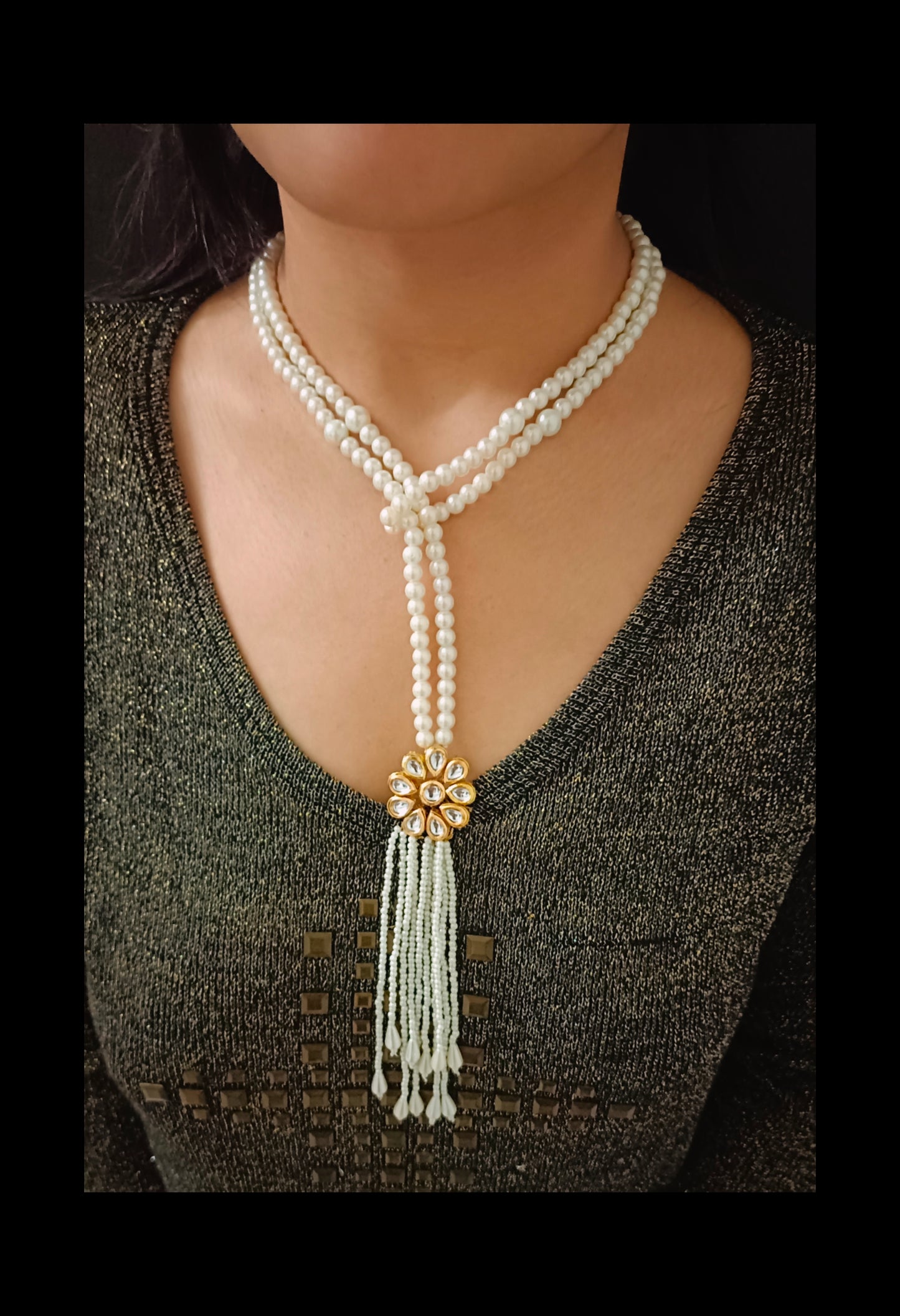 Dual Wear Gold-Plated Kundan Beads Necklace Set
