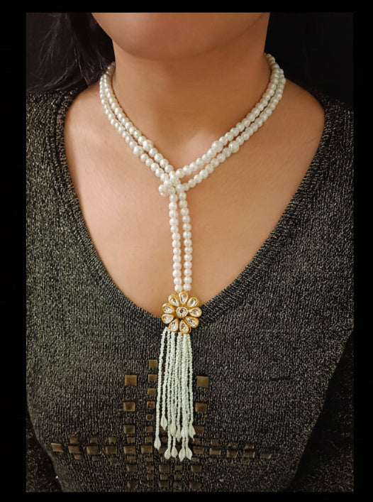 Dual Wear Gold-Plated Kundan Beads Necklace Set