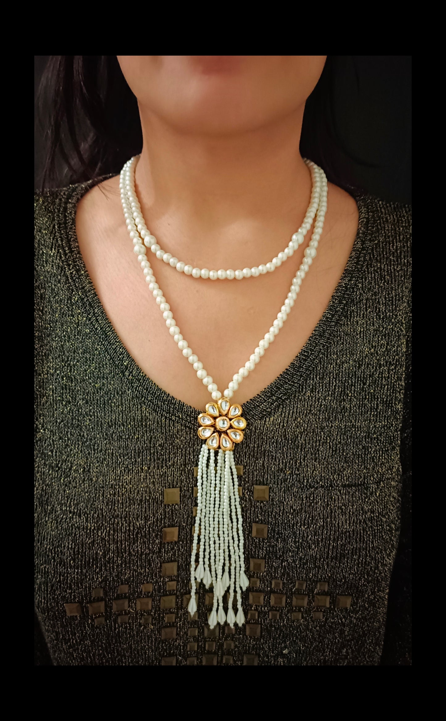 Dual Wear Gold-Plated Kundan Beads Necklace Set