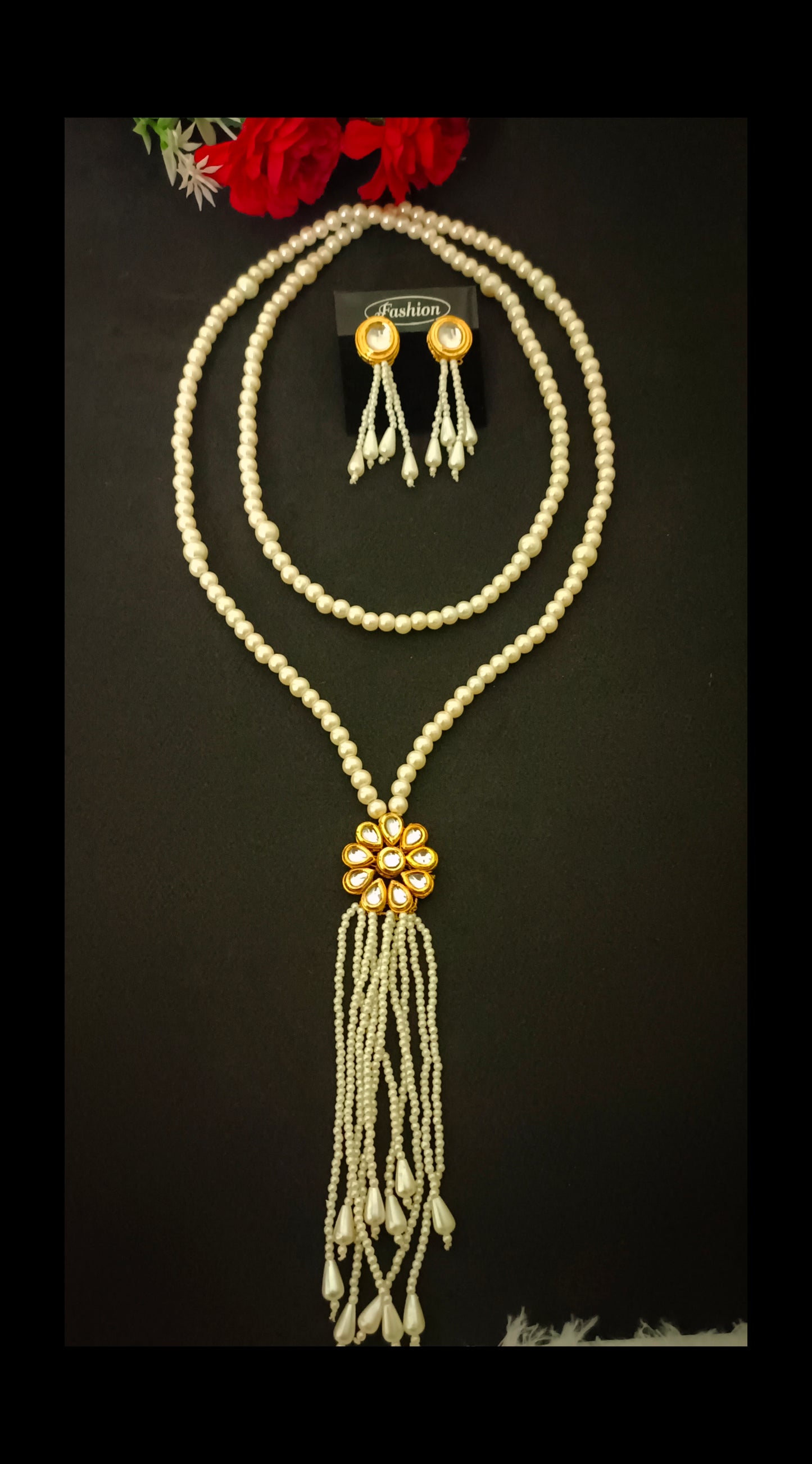 Dual Wear Gold-Plated Kundan Beads Necklace Set