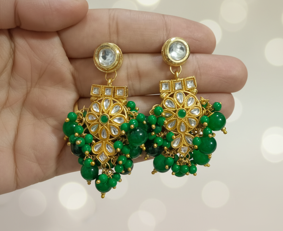 V-Shape Kundan Earrings