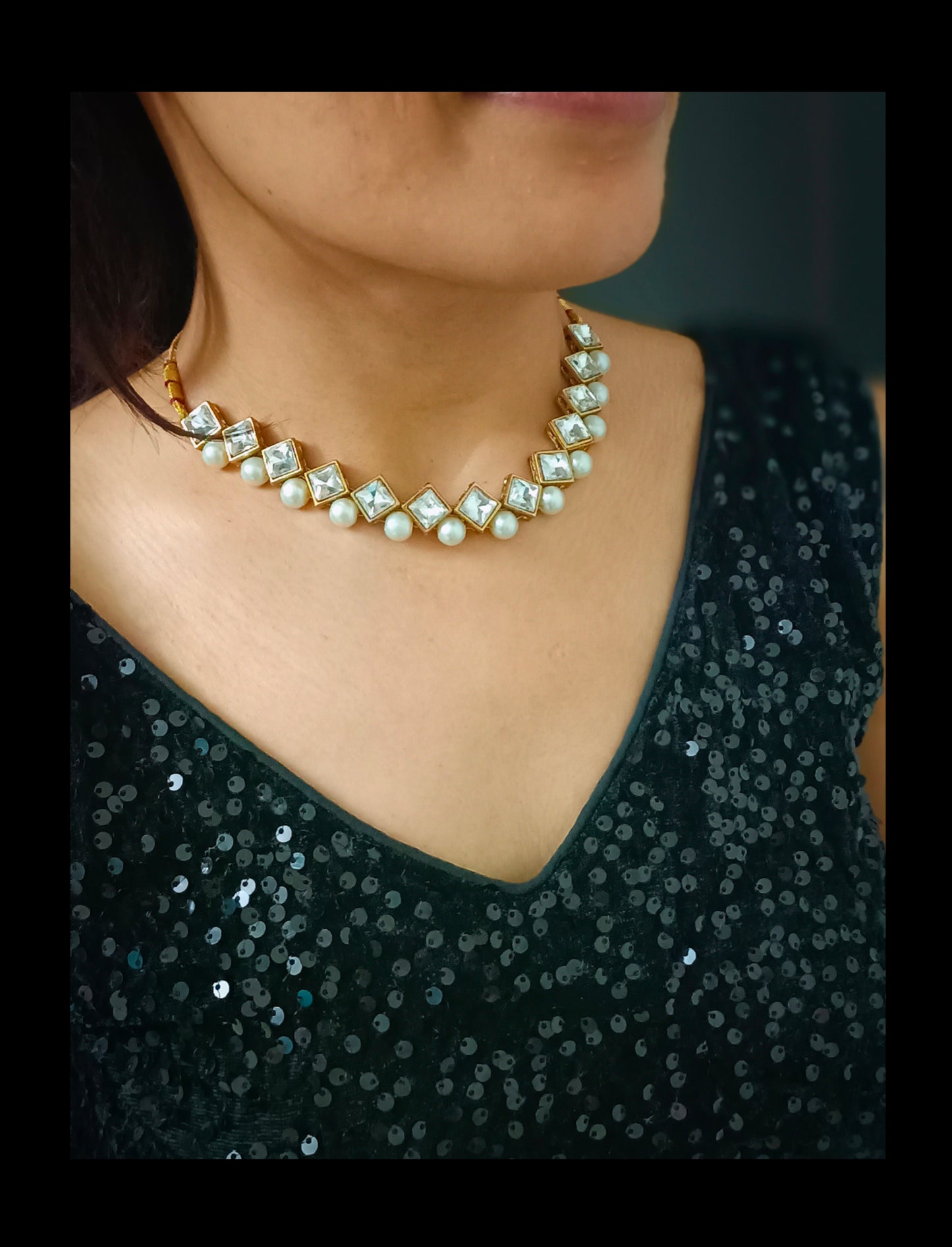 Crystal Kundan Necklace Set