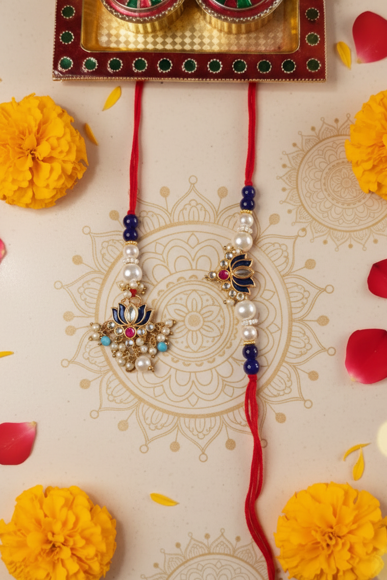 Lotus Kundan Bhai Bhabhi Lumba Rakhi