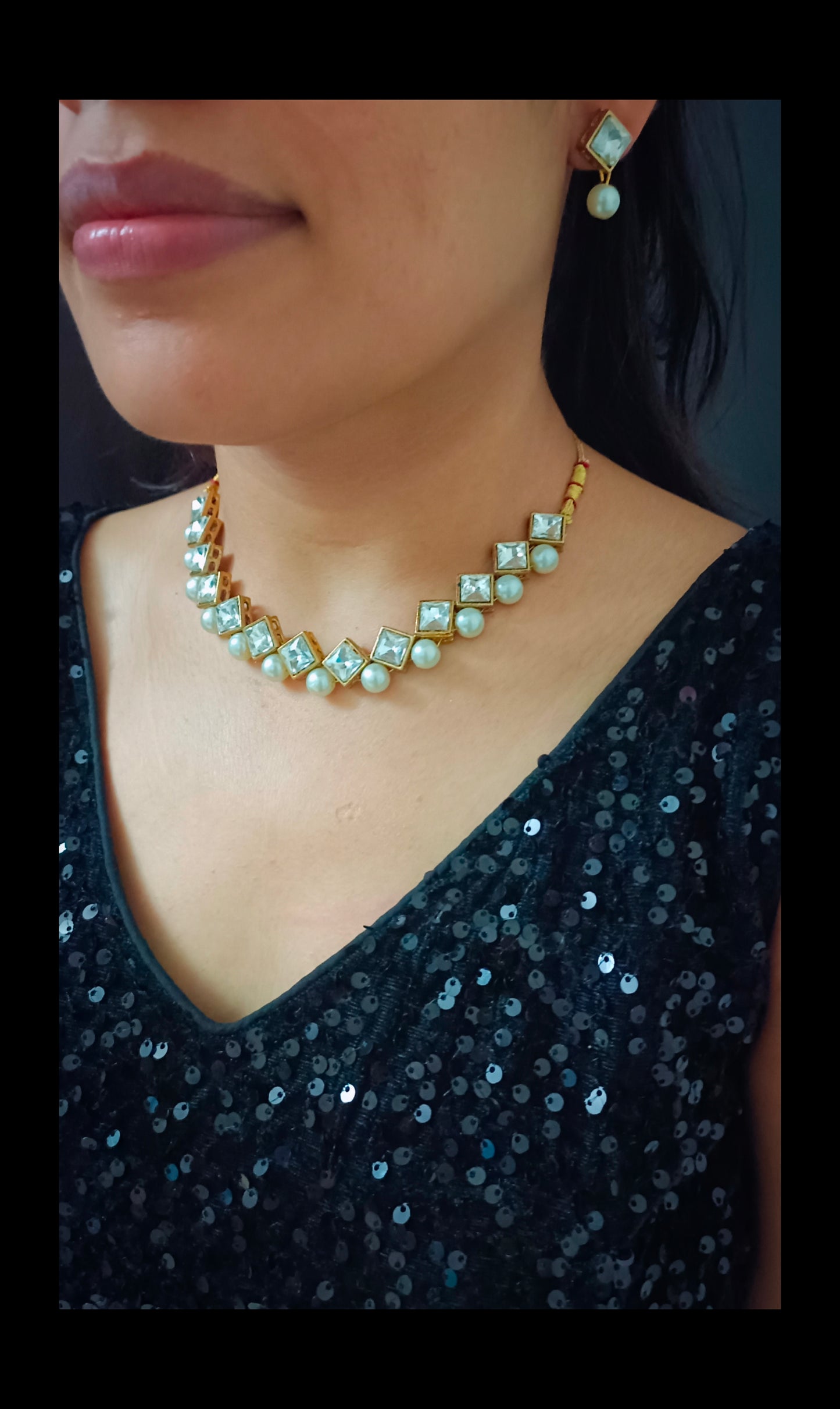Crystal Kundan Necklace Set