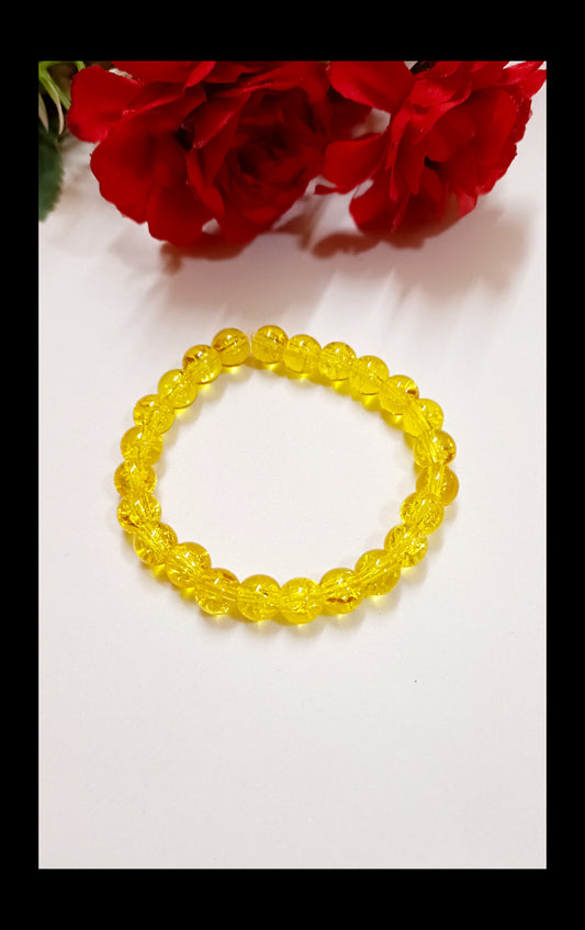 Lime Yellow Crackle Beads Adjustable Bracelet (8mm)