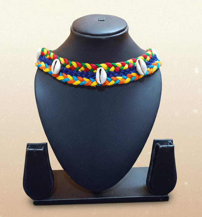 Adjustable Multi-Color Cotton Thread Shell Necklace