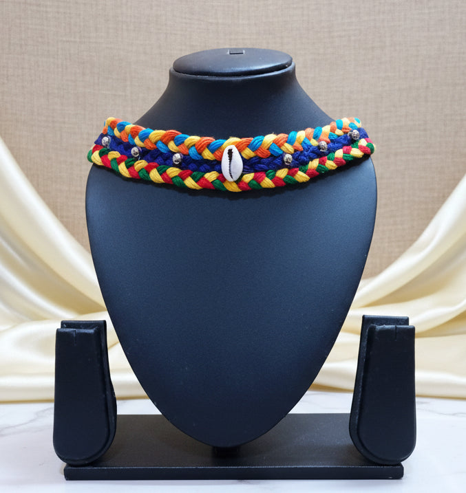 Adjustable Multi-Color Cotton Thread Oxidised Necklace