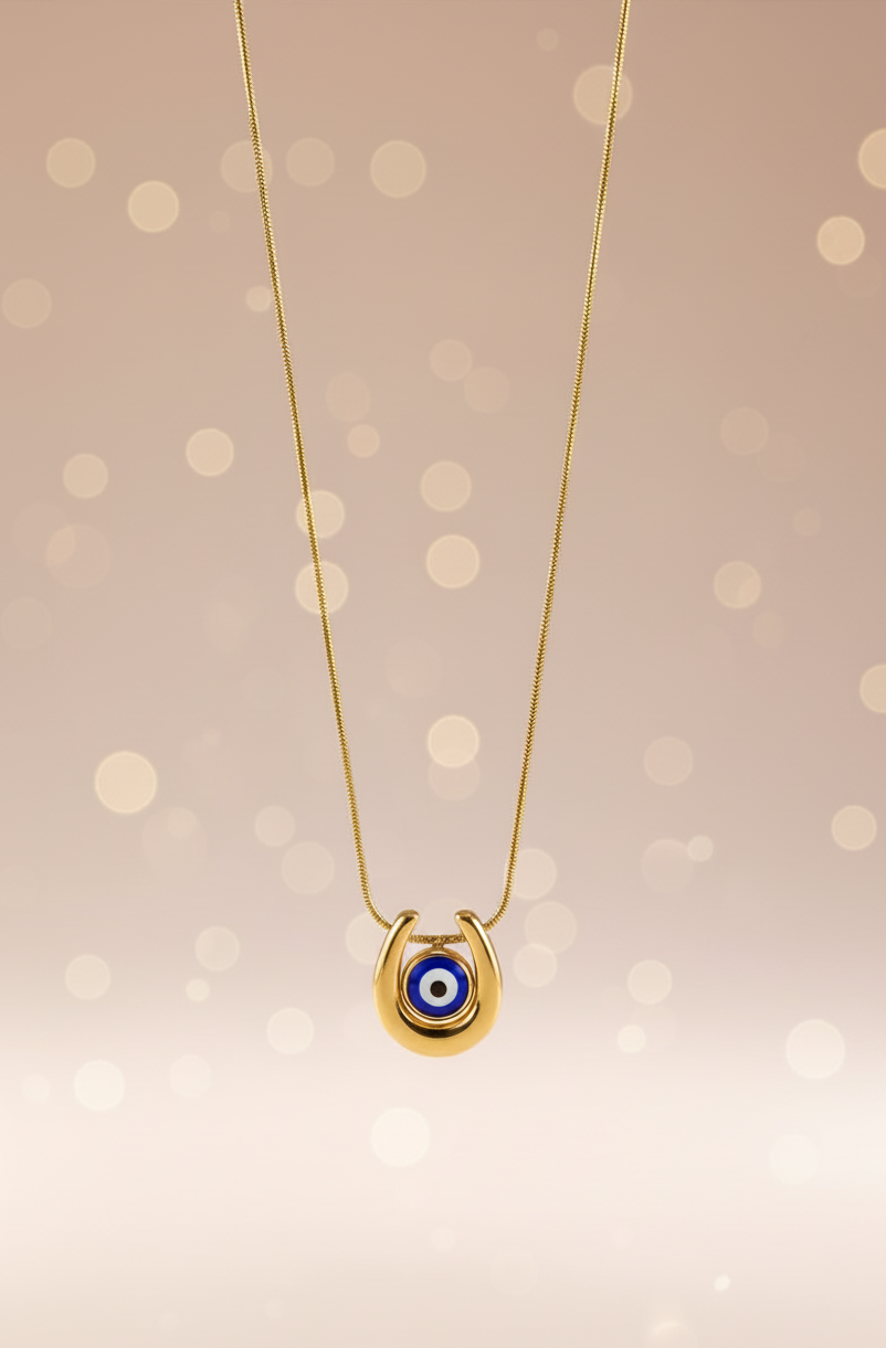 Golden Oxidised Anti-Tarnish Evil Pendant Necklace