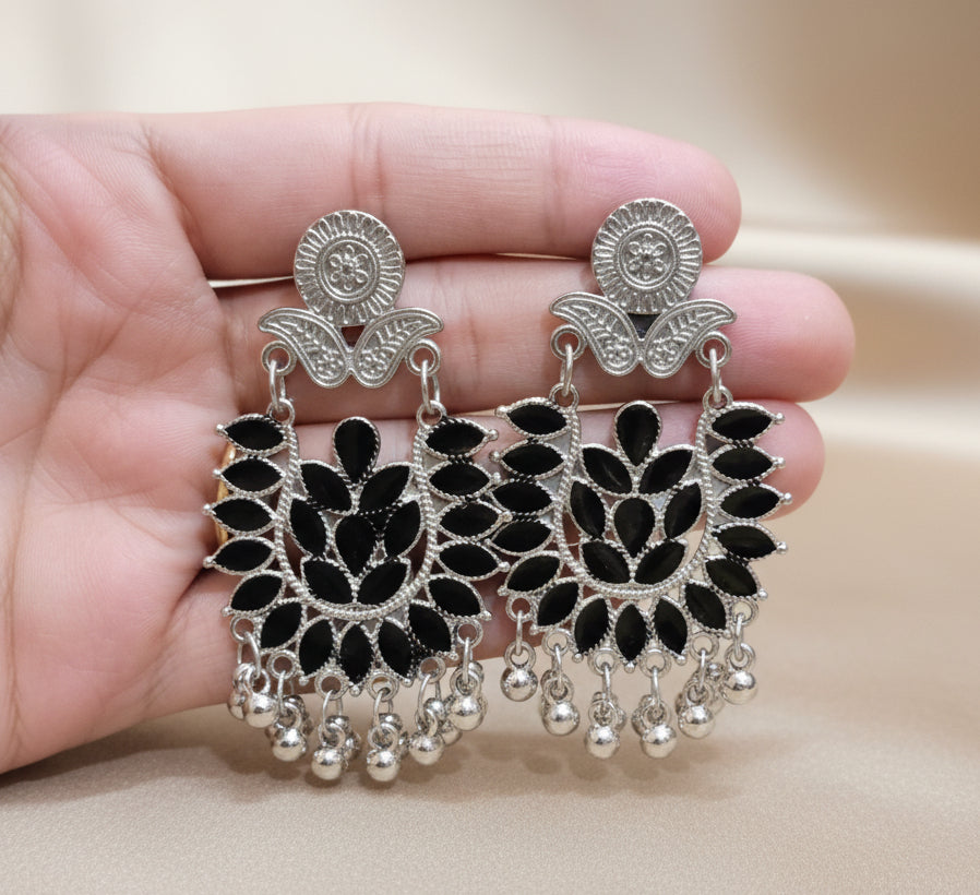 Oxidised Black Silver Plated Light Earrings