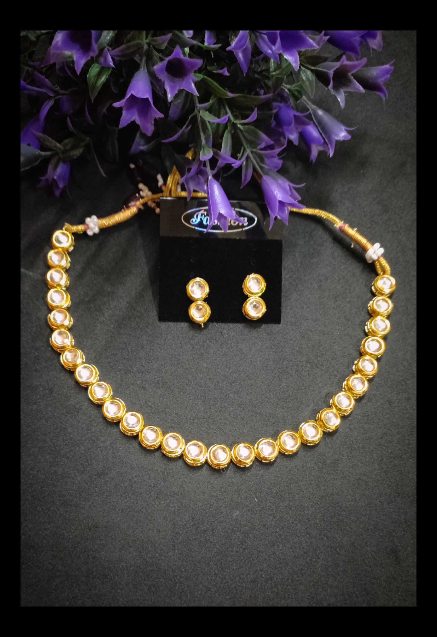 Single Line Meenakari Kundan Necklace set