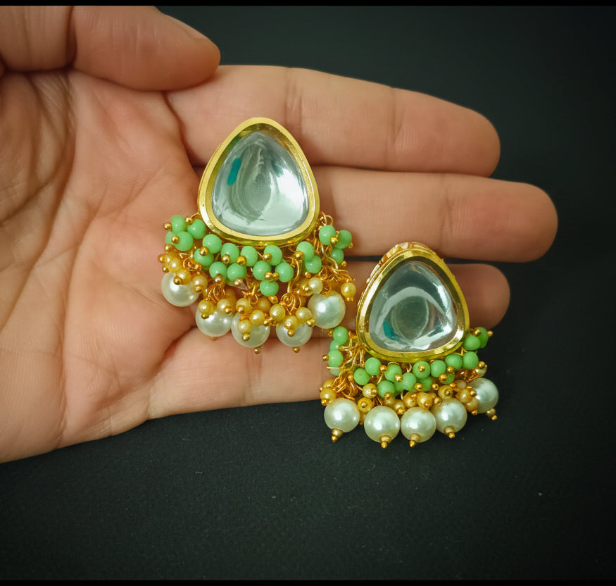 Beautiful Meenakari Triangle Shape Kundan Earrings
