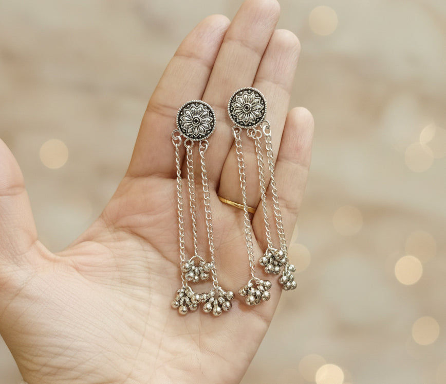 Oxidised Simple Chain Earrings