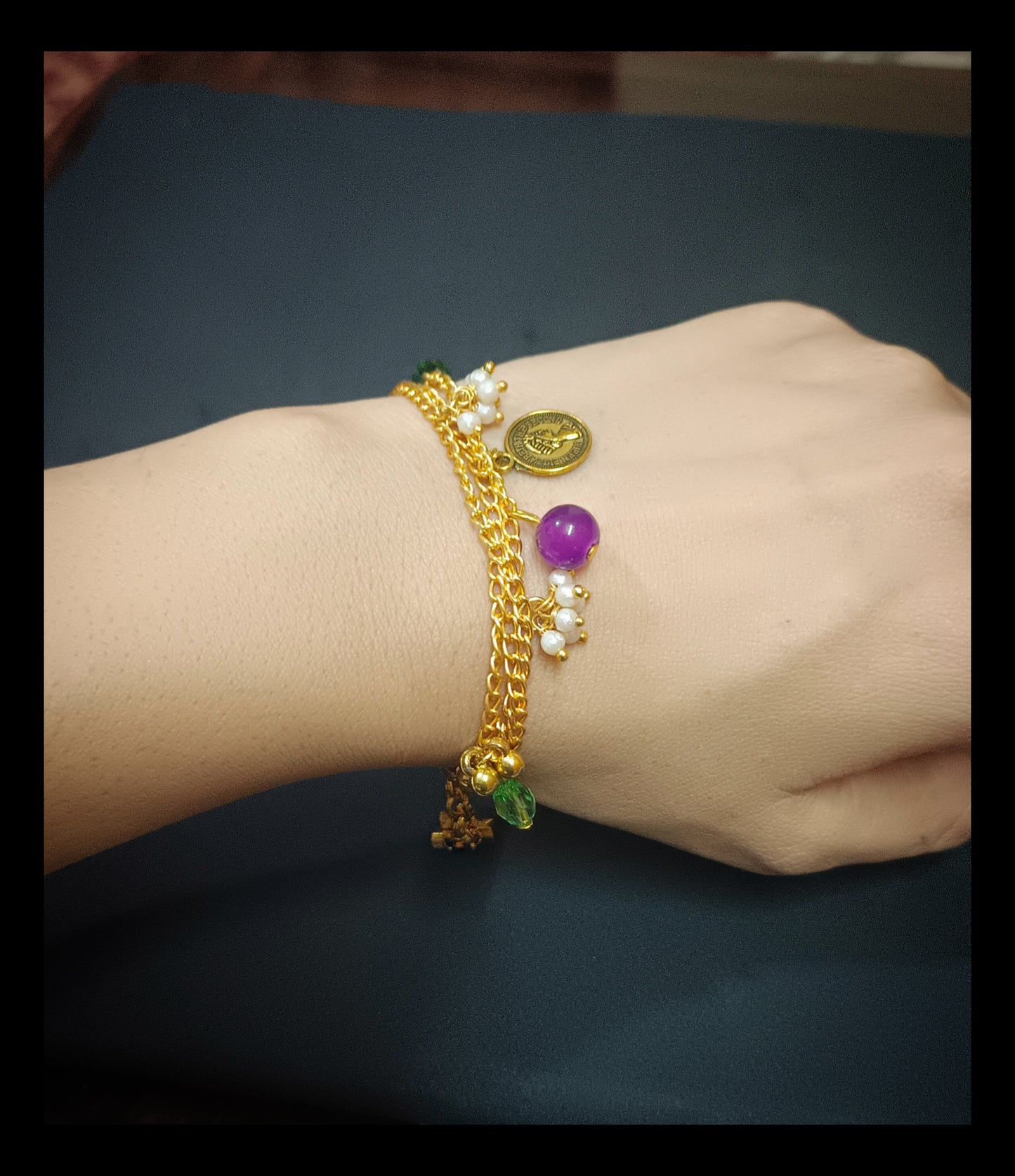 Gold-Plated Beads Charm Bracelet