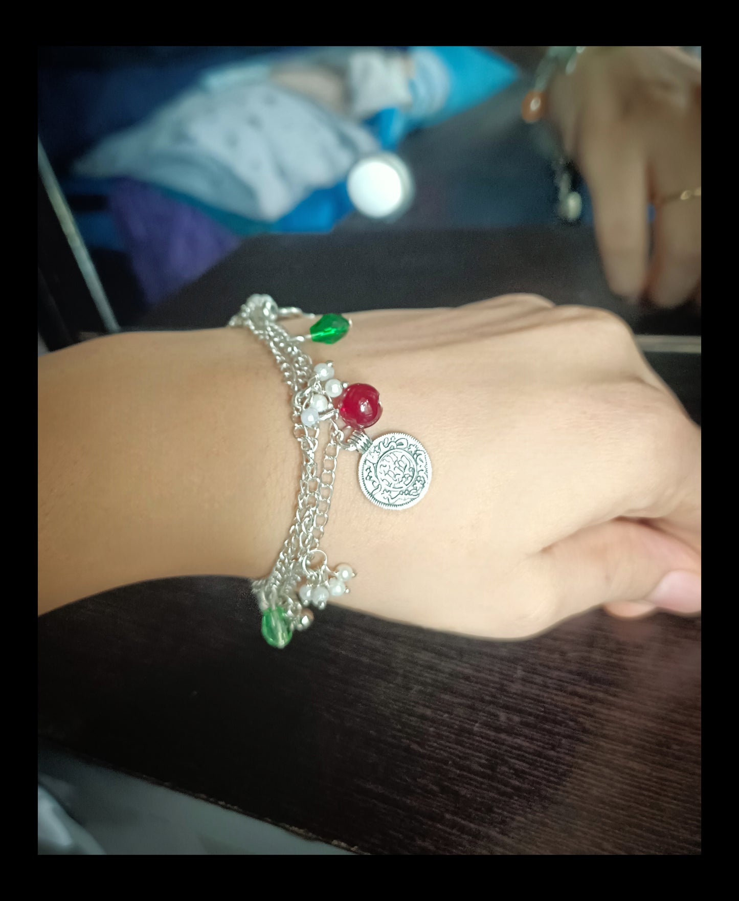 Silver Chain Beads & Charm Bracelet