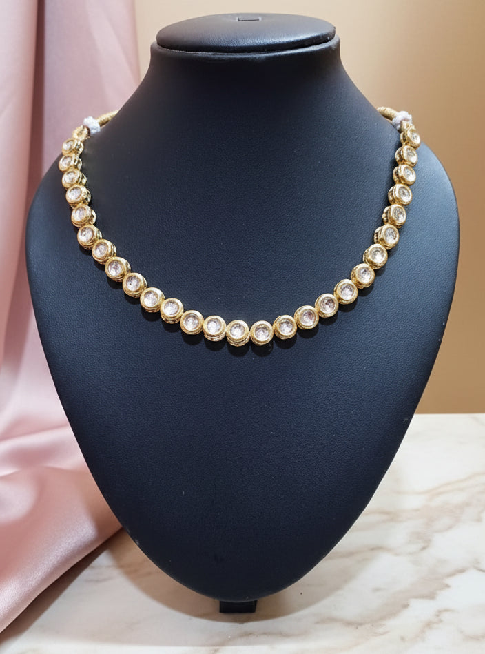 Single Line Meenakari Kundan Necklace set